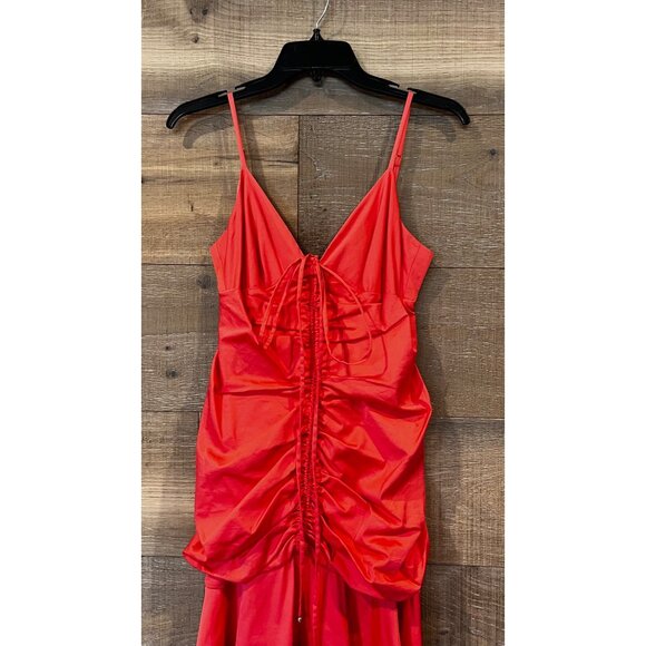 NWOT VERONICA BEARD Fitz ruched orange cotton-blend poplin midi dress SIZE 2 - Picture 5 of 11